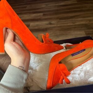 Ralph Lauren Purple Label Orange Suede Heels
